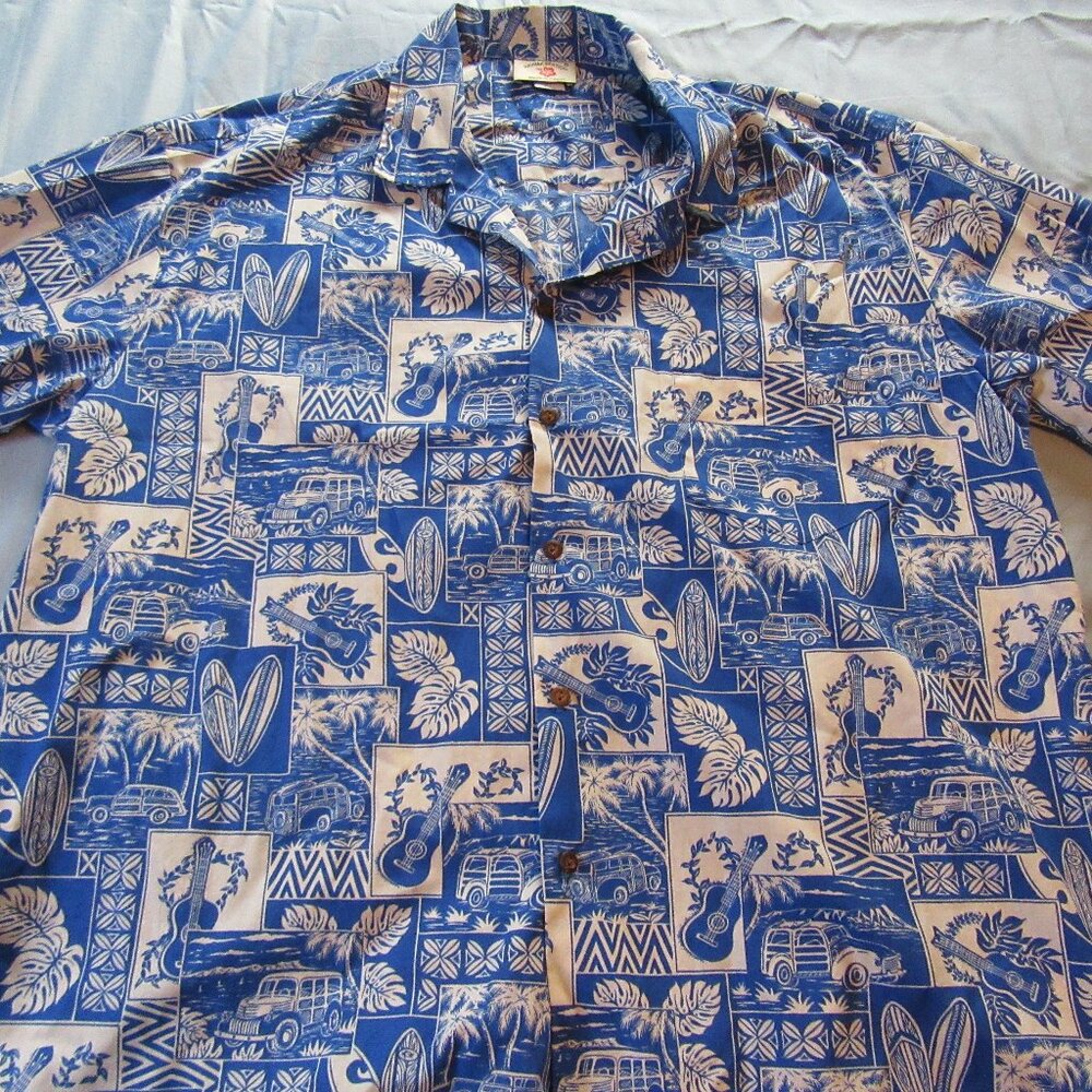 Mens Vtg Hawaiian Station Hawaiian Shirt Sz 3XL Blue